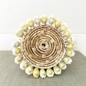 Vintage Bohemian Sea Grass Woven Coasters Set of 8 Beige Hand Crafted